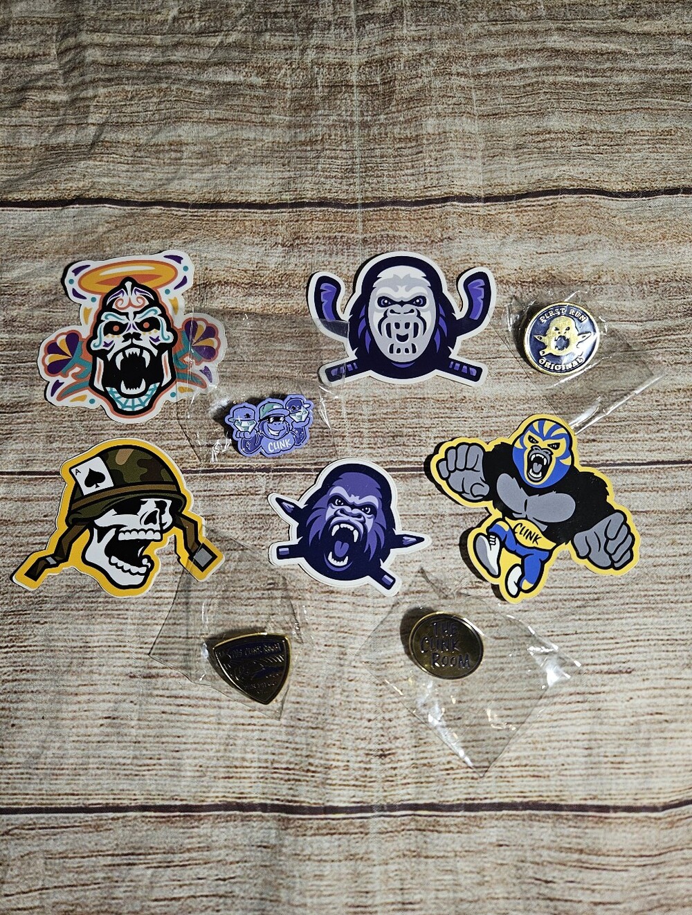 Clink room Hat pins and stickers bundle